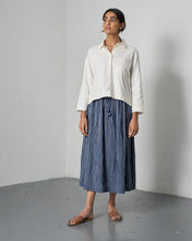 Load image into Gallery viewer, Bibico Una double gauze midi skirt Navy Stripe - CW CW