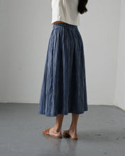 Load image into Gallery viewer, Bibico Una double gauze midi skirt Navy Stripe - CW CW