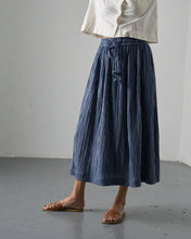 Load image into Gallery viewer, Bibico Una double gauze midi skirt Navy Stripe - CW CW