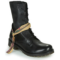 Load image into Gallery viewer, Felmini Military style Short lace up boots in Black - CW CW