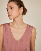 Load image into Gallery viewer, Yerse Striped jacquard sleeveless dress Terracotta