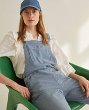 Load image into Gallery viewer, Yerse Ticking stripe dungarees Blue
