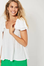 Load image into Gallery viewer, Haven Zanzibar frill dobby jacquard top Ecru