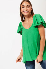 Load image into Gallery viewer, Haven Zanzibar frill dobby jacquard top Key Lime