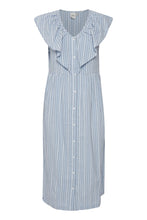 Load image into Gallery viewer, Ichi Garcelle striped feature collar dress Chambray Blue