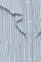 Load image into Gallery viewer, Ichi Garcelle striped feature collar dress Chambray Blue