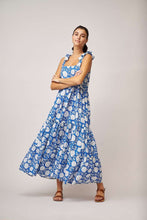 Load image into Gallery viewer, Handprint dream Apparel Capri Botanical print tiered cotton sundress Antwon Blue