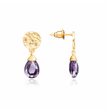 Load image into Gallery viewer, Azuni Kate drop gemstone earrings in Gold with Amethyst - CW CW