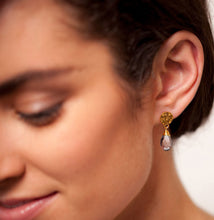 Load image into Gallery viewer, Azuni Kate drop gemstone earrings in Gold with Smokey Quartz - CW CW