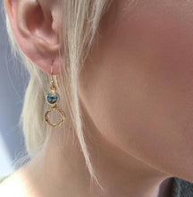 Load image into Gallery viewer, Azuni Larissa gemstone and hoop drop earring in gold with Labradorite - CW CW