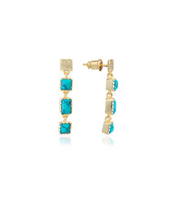 Load image into Gallery viewer, Azuni Mosaic drop stud long earring in gold with Magnesite Turquoise - CW CW