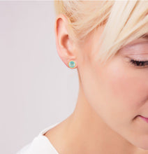 Load image into Gallery viewer, Azuni Iona gemstone studs in silver with a dark blue Lolite stone - CW CW