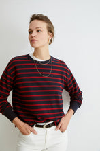 Load image into Gallery viewer, ese O ese Felpa stripe sweatshirt Navy Red

