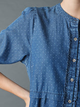 Load image into Gallery viewer, Indi & Cold Marie Pinspot lyocell print dress in Indigo