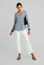 Load image into Gallery viewer, Part Two Tonnie geometric print blouse with contrast rib cuffs in Blue - CW CW