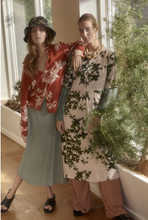 Load image into Gallery viewer, Ichi Halona geometric print a-line midi skirt in Dark green - CW CW
