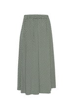 Load image into Gallery viewer, Ichi Halona geometric print a-line midi skirt in Dark green - CW CW