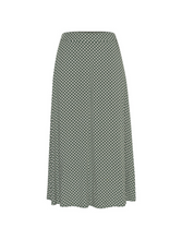 Load image into Gallery viewer, Ichi Halona geometric print a-line midi skirt in Dark green - CW CW
