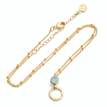 Load image into Gallery viewer, Azuni Larissa gemstone ball and trace chain necklace in Gold with aqua chalcedony - CW CW