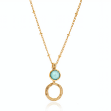 Load image into Gallery viewer, Azuni Larissa gemstone ball and trace chain necklace in Gold with aqua chalcedony - CW CW