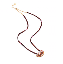 Load image into Gallery viewer, Azuni Small beaded fan neclace in Cream, pink and bronze - CW CW