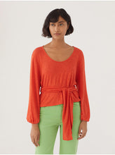 Load image into Gallery viewer, Nice things Linen Wrap tie top Intense Orange