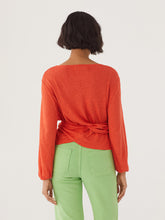 Load image into Gallery viewer, Nice things Linen Wrap tie top Intense Orange
