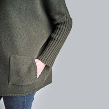 Load image into Gallery viewer, Bibico Adela oversized roll neck jumper with patch pocket detail in Green