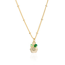 Load image into Gallery viewer, Azuni Alaya charm and stone cluster necklace in Gold with green onyx and prehnite - CW CW