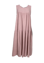 Load image into Gallery viewer, Black Colour Dune long tiered waffle fabric dress in Rose