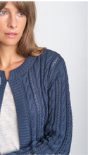 Load image into Gallery viewer, BIBICO Kate cropped Aran cotton cardigan in Navy - CW CW