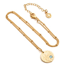 Load image into Gallery viewer, Azuni Layla hidden coin necklace in Gold with aqua chalcedony - CW CW