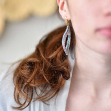 Load image into Gallery viewer, Azuni Yasi twisted bead earrings in Gold with blue, pink and grey beads - CW CW