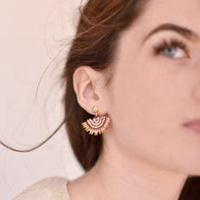 Load image into Gallery viewer, Azuni Radiating fan beaded stud earrings in Cream, pink and bronze - CW CW