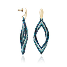Load image into Gallery viewer, Azuni Yasi twisted bead earrings in Gold with blue, green and bronze beads - CW CW