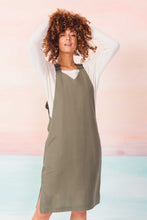 Load image into Gallery viewer, SKFK Malen tencel pinafore dress in Khaki - CW CW
