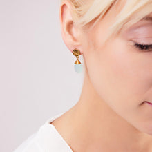 Load image into Gallery viewer, Azuni Kate drop gemstone earrings in Gold with aqua chalcedony - CW CW