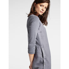 Load image into Gallery viewer, Sandwich Casual linen tunic dress with side button and pocket detail in Blue grey - CW CW
