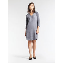 Load image into Gallery viewer, Sandwich Casual linen tunic dress with side button and pocket detail in Blue grey - CW CW