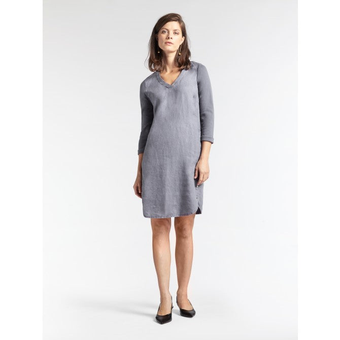 Sandwich Casual linen tunic dress with side button and pocket detail i – CW  CW