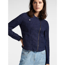 Load image into Gallery viewer, Sandwich Linen biker style jacket in Navy - CW CW