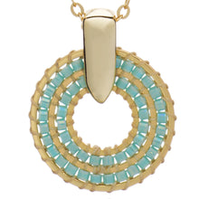 Load image into Gallery viewer, Azuni Pequena hoop beadwork short necklace in Turquoise - CW CW