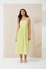 Load image into Gallery viewer, Great Plains Daisy cut out midi sundress Lime Zest