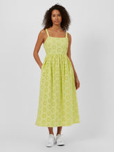 Load image into Gallery viewer, Great Plains Daisy cut out midi sundress Lime Zest