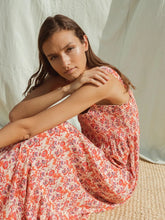 Load image into Gallery viewer, Indi & Cold Smocked detail sundress Retro Wild Poppy Coral