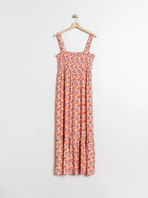 Load image into Gallery viewer, Indi & Cold Smocked detail sundress Retro Wild Poppy Coral
