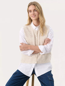 Part Two Pimira knitted button waistcoat Birch Melange