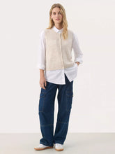 Load image into Gallery viewer, Part Two Pimira knitted button waistcoat Birch Melange
