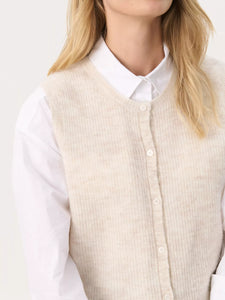 Part Two Pimira knitted button waistcoat Birch Melange