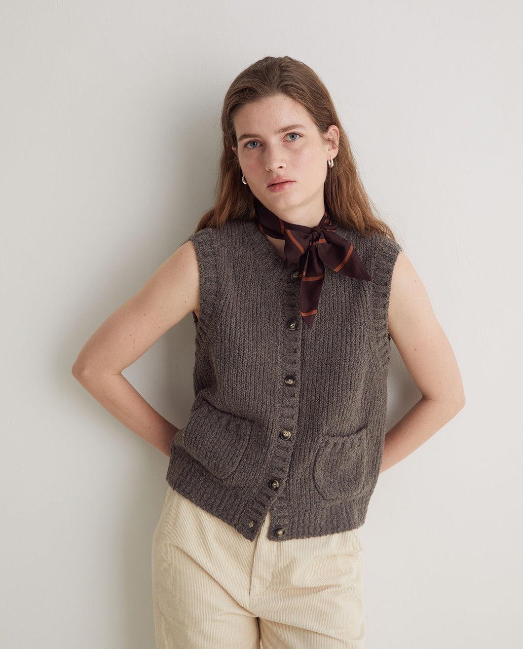 Yerse Patch pocket knit gilet Anthracite